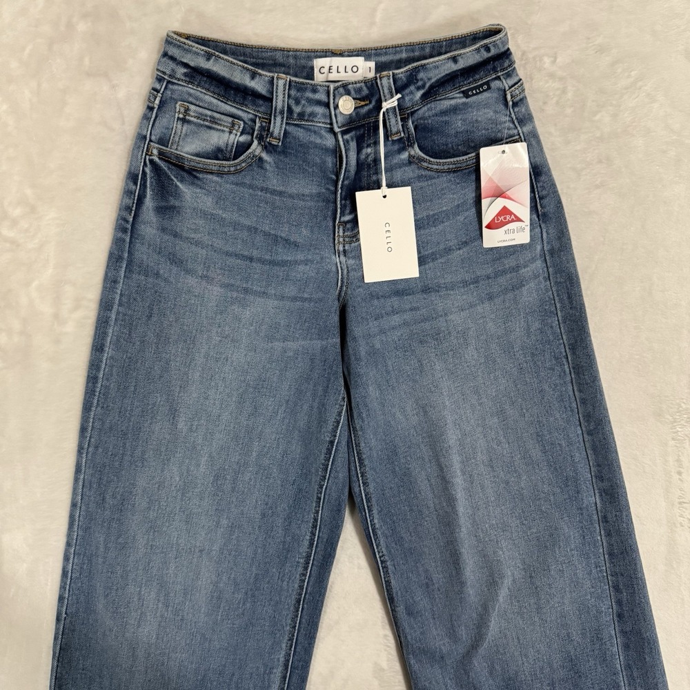 NWT Cello Low Rise Wide Leg Jeans Size 1 24 Stretch Skater Baggy Y2K Streetwear - Picture 5 of 15